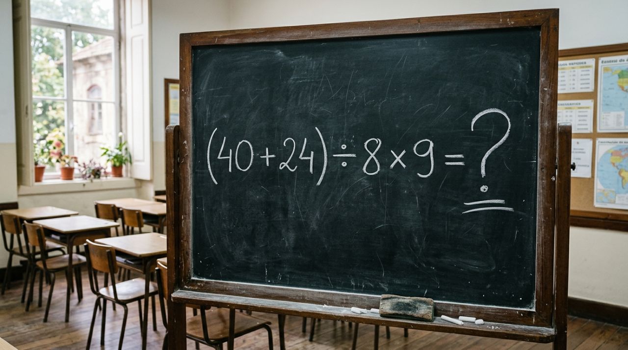 Você consegue resolver (40 + 24) ÷ 8 × 9 sem usar a calculadora?