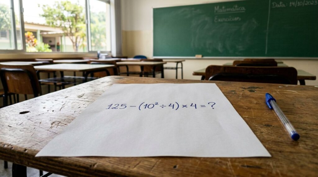 Sem usar a calculadora, você seria capaz de acertar 125 − (10² ÷ 4) × 4?