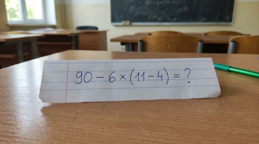 O cálculo 90 − 6 × (11 − 4) parece fácil, mas pode enganar até os mais atentos