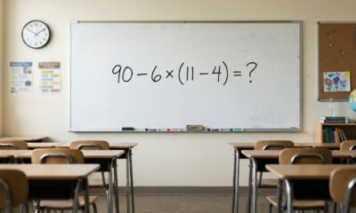 O cálculo 90 − 6 × (11 − 4) parece fácil, mas pode enganar até os mais atentos