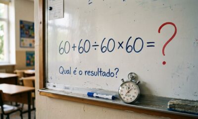 O cálculo 60 + 60 ÷ 60 × 60 parece fácil, mas poucos acertam de primeira
