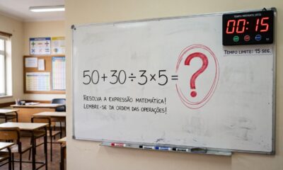 Você consegue resolver 50 + 30 ÷ 3 × 5 em menos de 15 segundos?