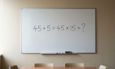 Você consegue resolver 45 + 5 ÷ 45 × 15 em menos de 30 segundos?