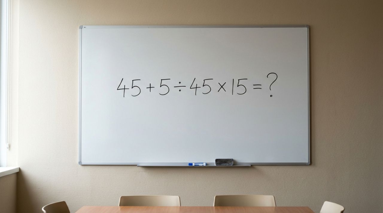 Você consegue resolver 45 + 5 ÷ 45 × 15 em menos de 30 segundos?