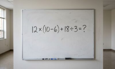 Você ainda lembra como calcular 12 × (10 − 6) + 18 ÷ 3?
