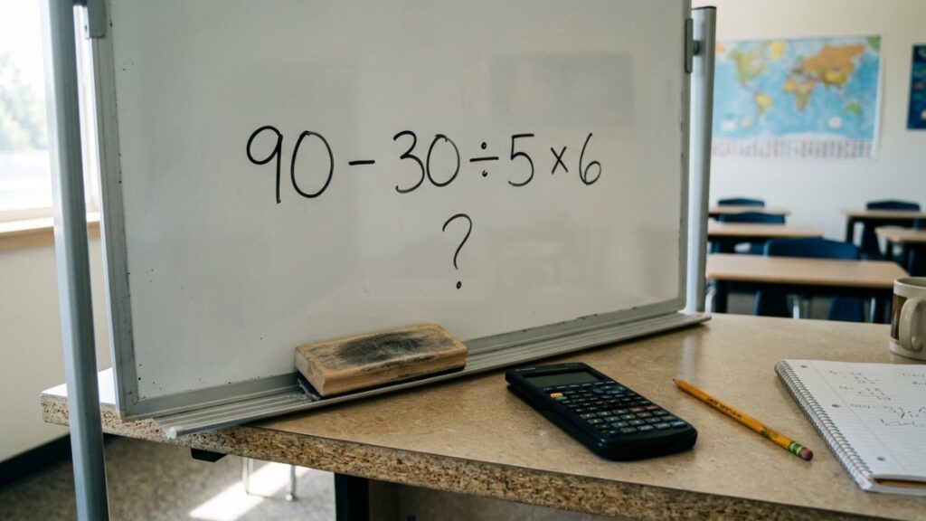 Esta conta parece de ensino fundamental, mas 90 - 30 ÷ 5 × 6 ainda confunde muita gente