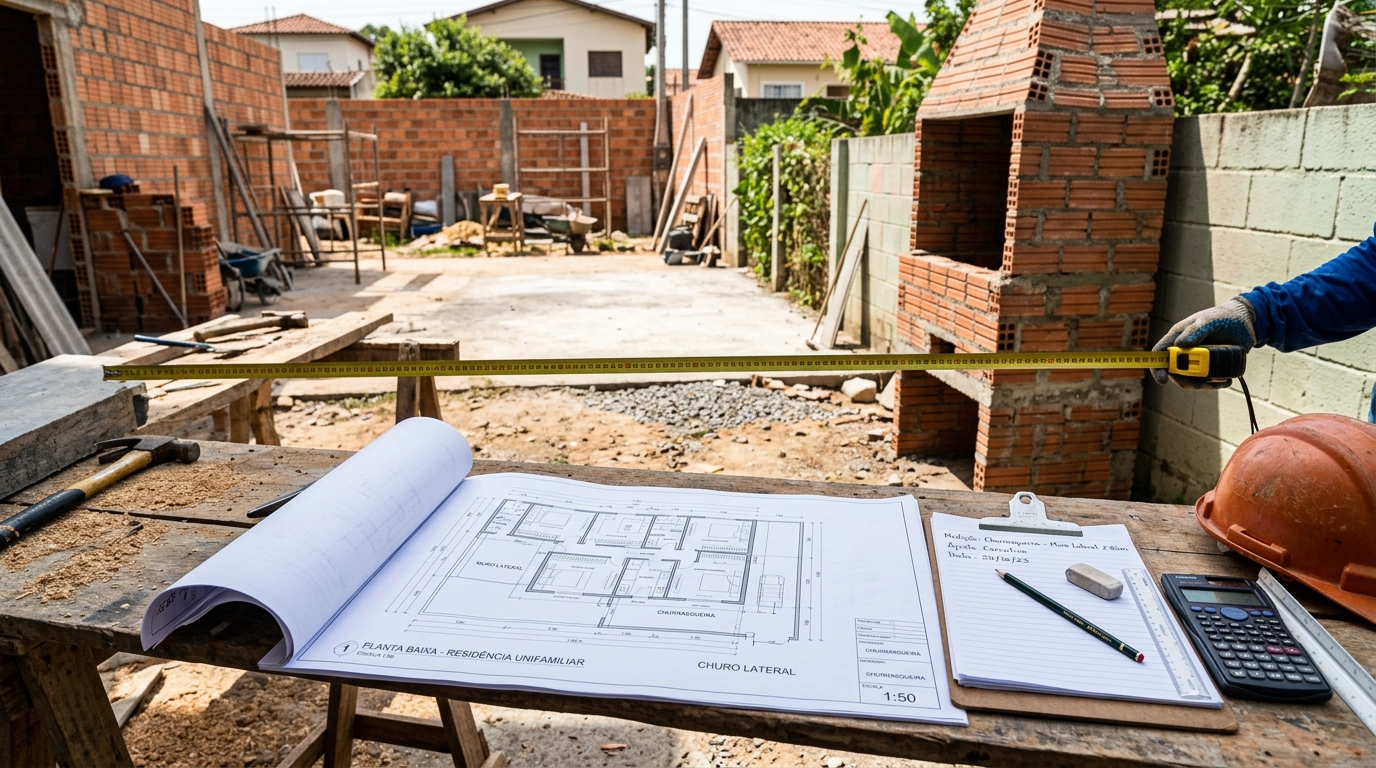 Morador instala churrasqueira muito próxima à divisa do terreno sem respeitar a distância exigida e recebe notificação para corrigir a obra com base na legislação municipal