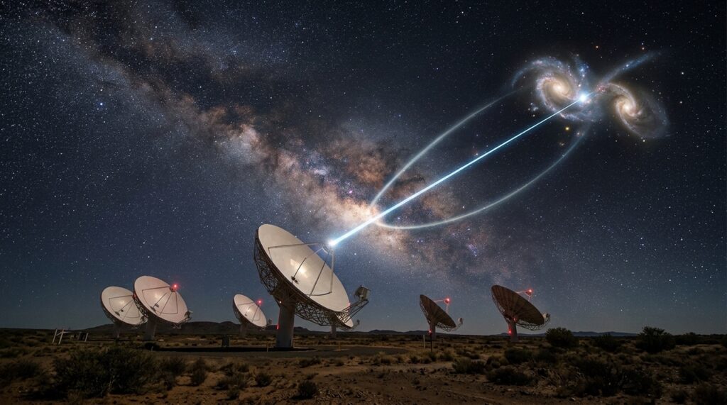 Astrônomos recebem um sinal laser de um objeto localizado a 8.000 milhões de anos-luz da Terra