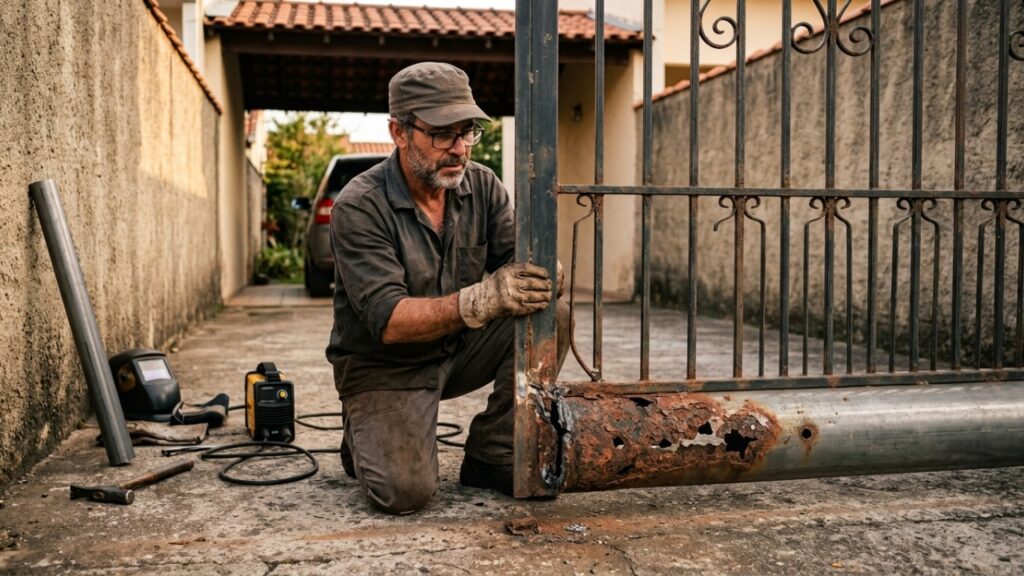 Como recuperar um portão de ferro com ferrugem antes que a corrosão obrigue a trocar partes da estrutura