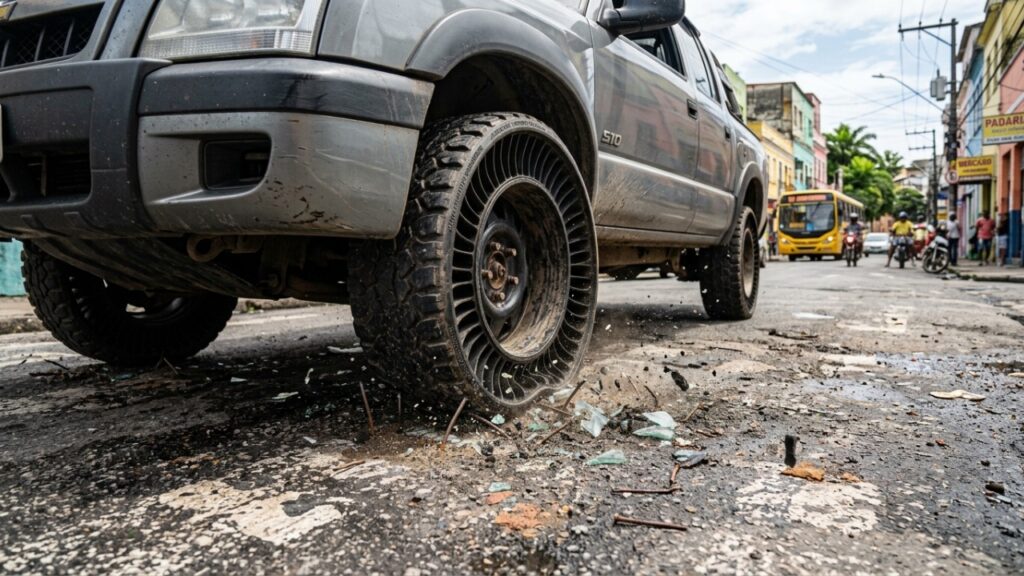 Michelin cria pneu sem ar que praticamente não fura, dispensa calibragem e promete mudar a mobilidade, mas ainda não pode ser instalado nos carros comuns