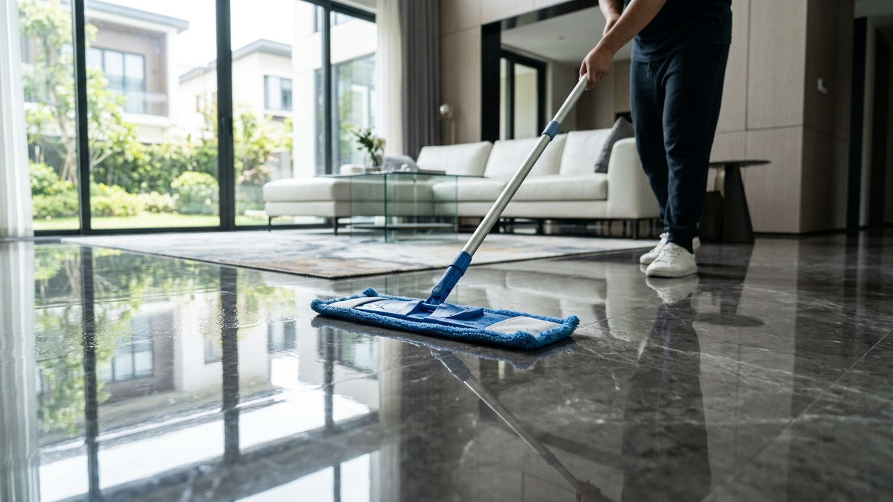 Misturar álcool líquido com detergente neutro e água morna: a receita caseira para deixar o piso de porcelanato brilhando e sem manchas