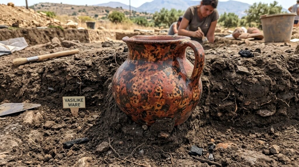 Cerâmica minoica de grande valor é encontrada preservada após permanecer escondida por mais de 3.000 anos sob uma antiga construção