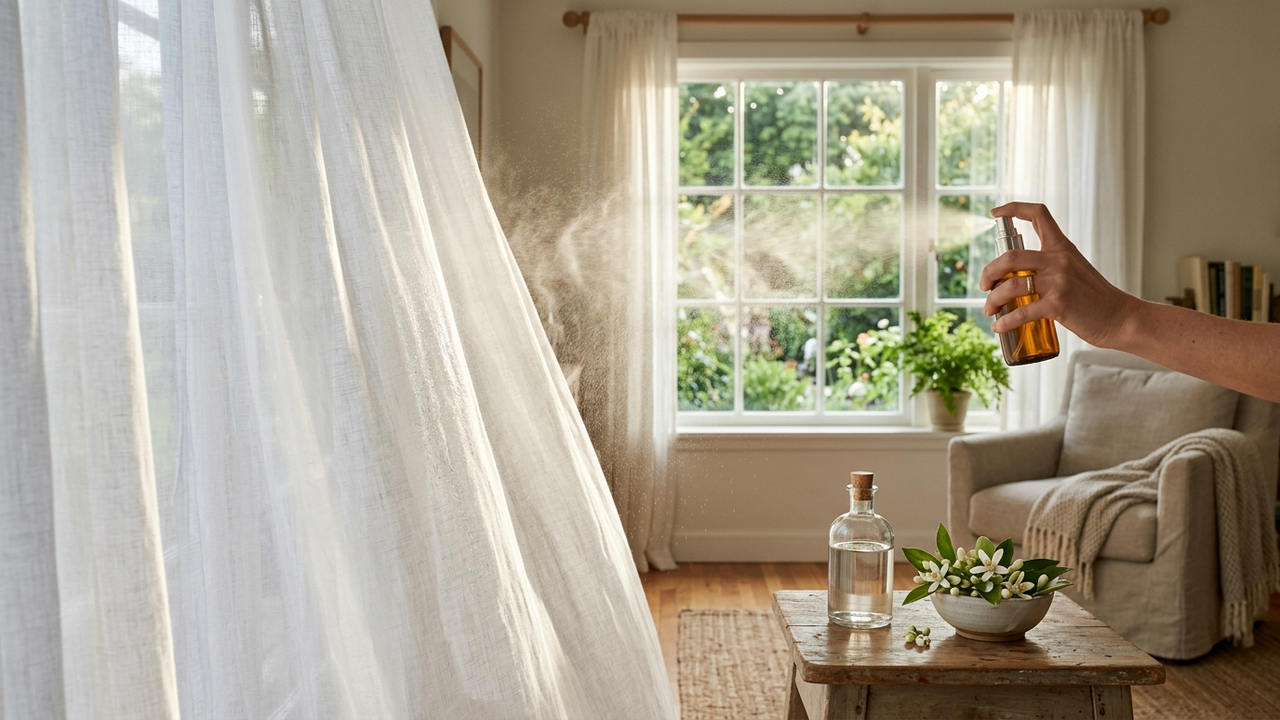 Borrifar água de flor de laranjeira com álcool líquido nas cortinas: o aromatizador caseiro relaxante que perfuma a sala e traz sensação de paz