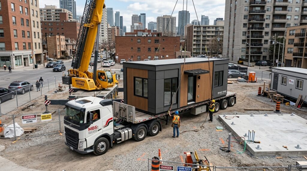 Casa dobrável de 35 m² viaja em um caminhão e ganha formato de residência em menos de duas horas