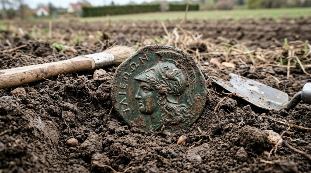 Um garoto de 13 anos encontrou essa moeda de bronze em um campo. Acabou sendo o primeiro artefato da Grécia Antiga descoberto em Berlim