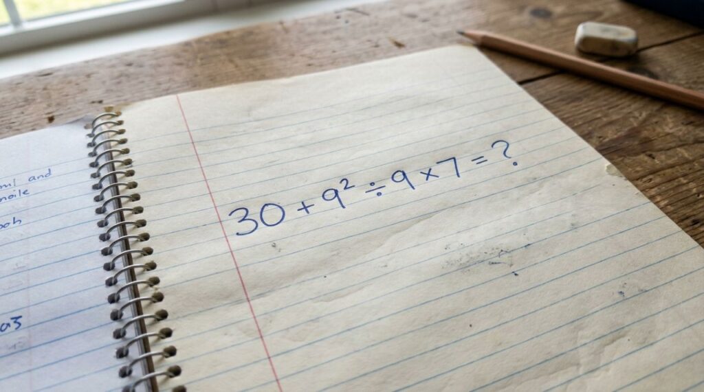 A conta 30 + 9² ÷ 9 × 7 parece coisa de escola, mas exige atenção para não errar