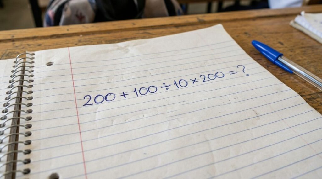 Apenas 1 em cada 5 idosos consegue acertar de primeira: quanto é 200 + 100 ÷ 10 × 200?
