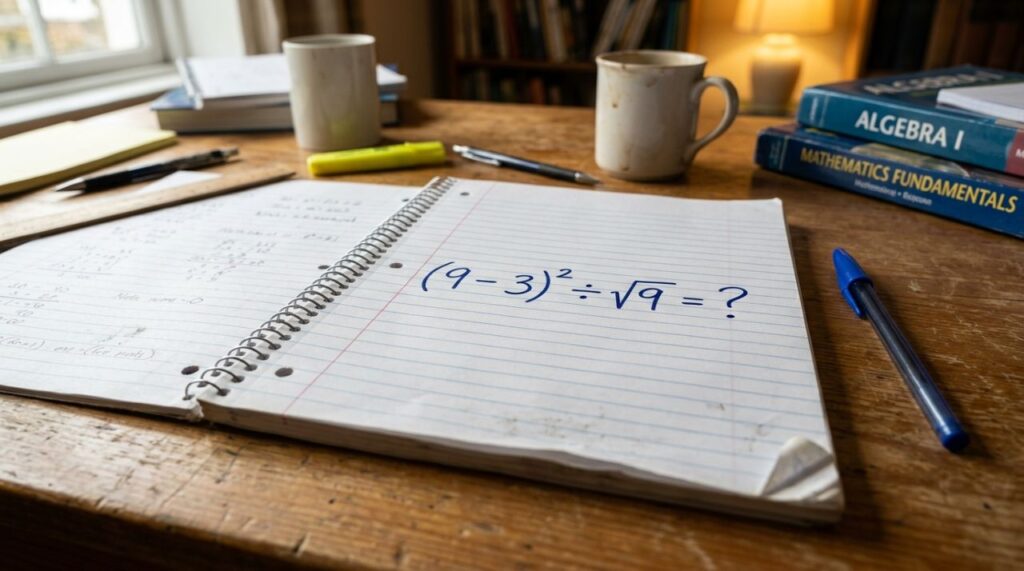 Só os mais atentos chegam ao resultado correto desta conta: (9 − 3)² ÷ √9