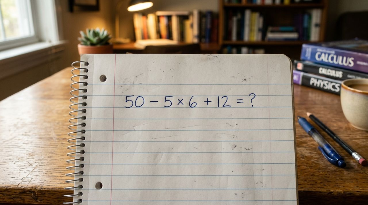 Parece uma conta simples de escola, mas muita gente erra 50 − 5 × 6 + 12