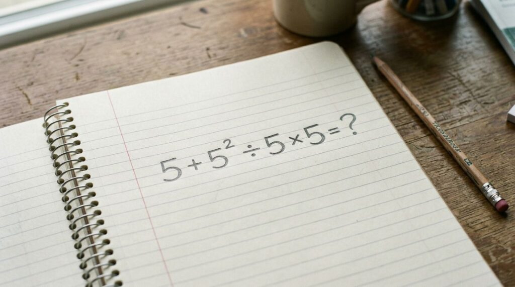 A conta 5 + 5² ÷ 5 × 5 parece coisa de escola, mas exige atenção para não errar