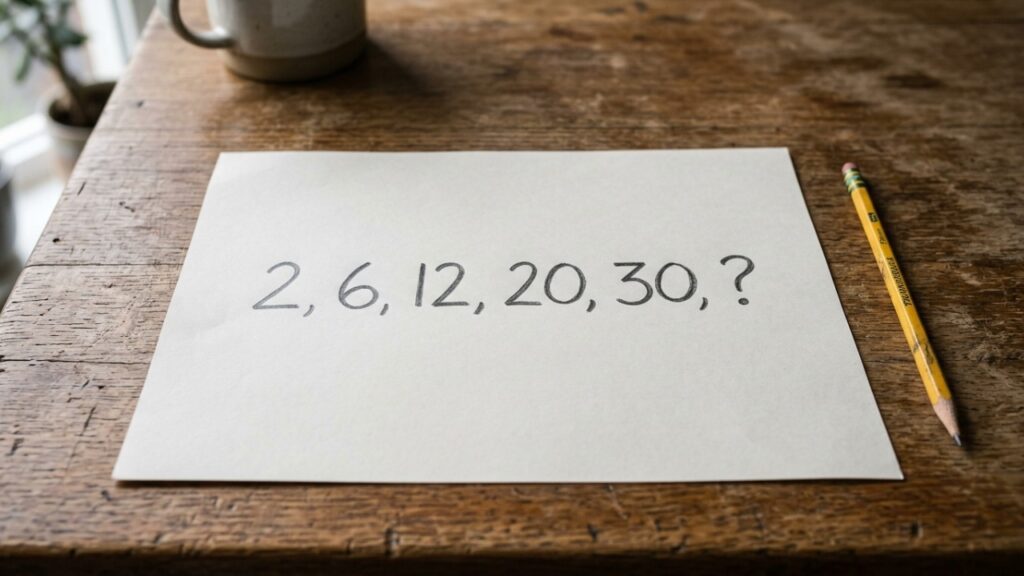 Teste sua lógica com a sequência 2, 6, 12, 20, 30 e prove que você não caiu na resposta óbvia