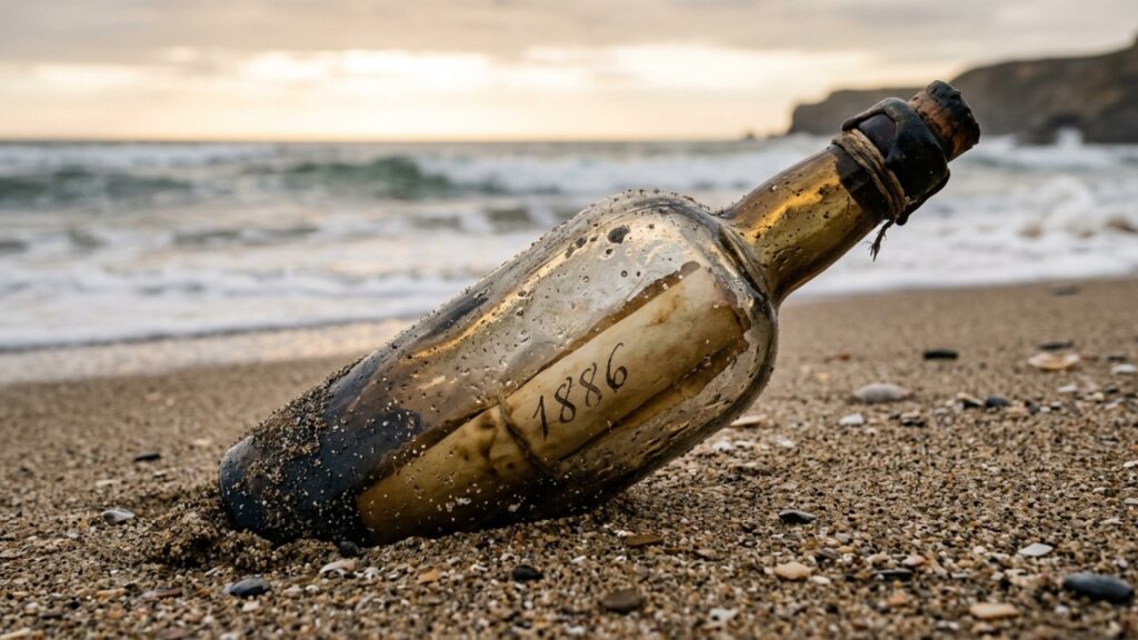 Banhista leva uma garrafa encontrada na areia para casa e descobre que o objeto permaneceu no mar por 132 anos desde seu lançamento em 1886
