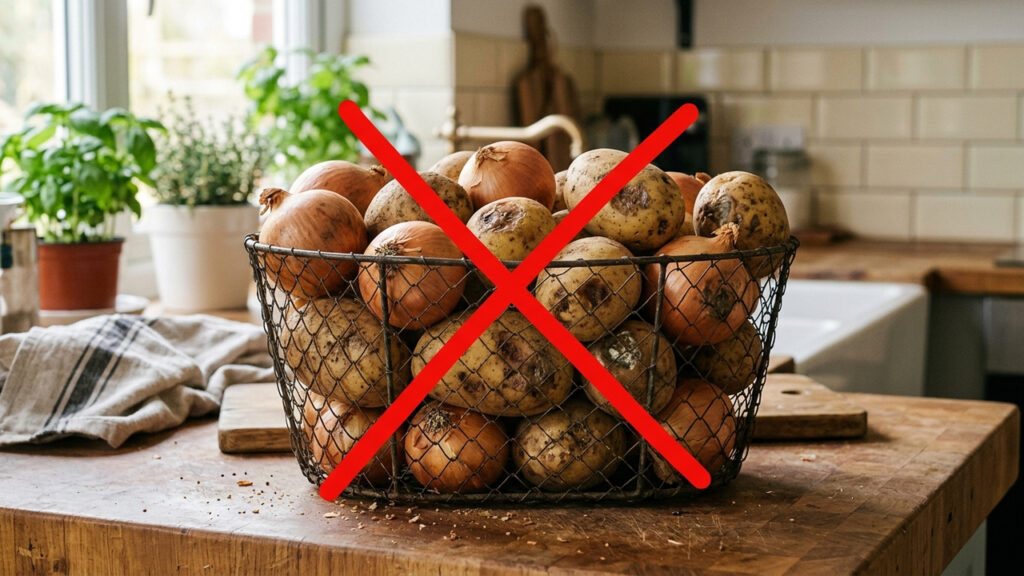 Guardar a cebola e a batata juntas na mesma fruteira: o erro químico silencioso que acelera o apodrecimento e faz você jogar comida no lixo