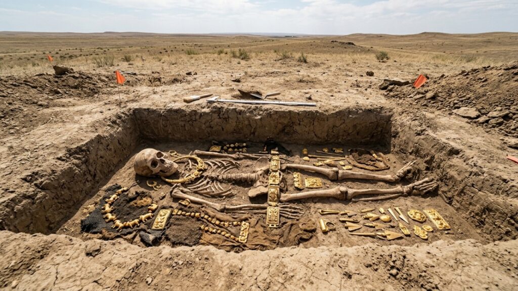 Sapato dourado de 1.500 anos é encontrado em sepultura antiga de jovem mulher de origem nobre