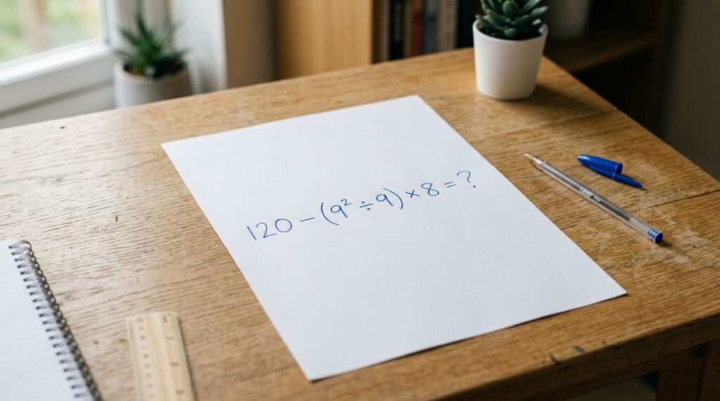 Você seria capaz de acertar 120 − (9² ÷ 9) × 8 de primeira?