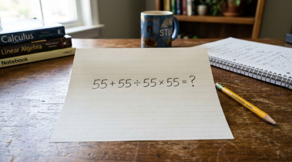 O cálculo 55 + 55 ÷ 55 × 55 parece fácil, mas poucos acertam de primeira