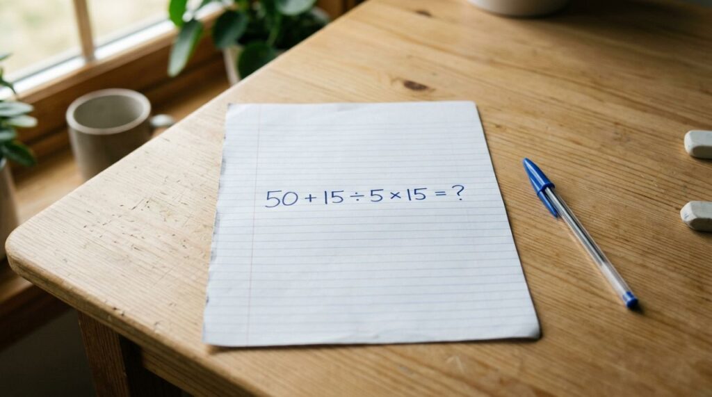 Você consegue resolver 50 + 15 ÷ 5 × 15 em menos de 15 segundos?