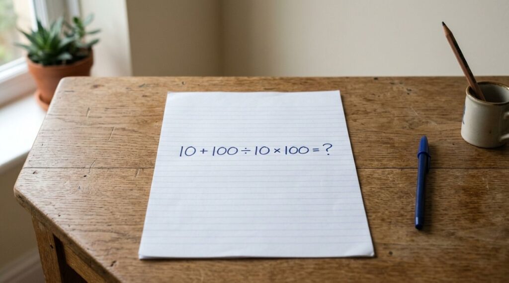 Apenas 1 em cada 5 idosos consegue acertar de primeira: quanto é 10 + 100 ÷ 10 × 100?