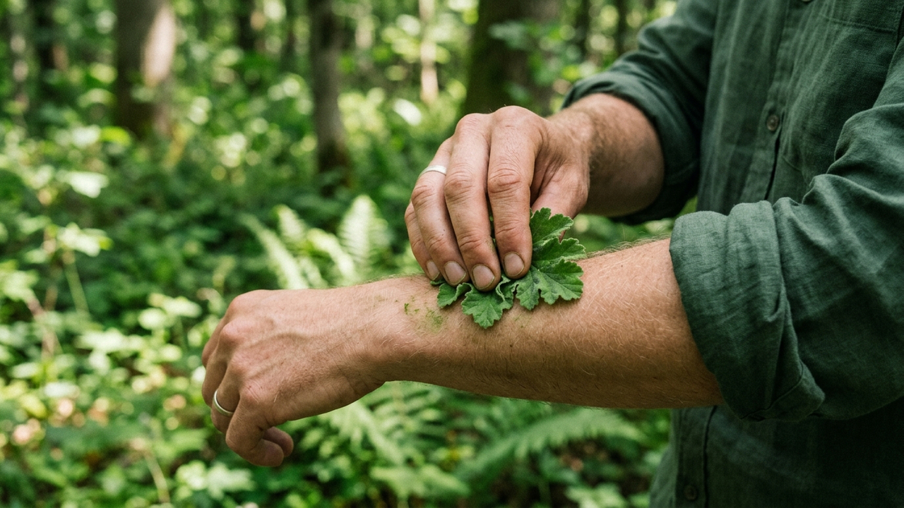 Esfregar folhas de gerânio pelargonium diretamente na pele: o repelente botânico imediato que os biólogos usam contra mosquitos nas matas