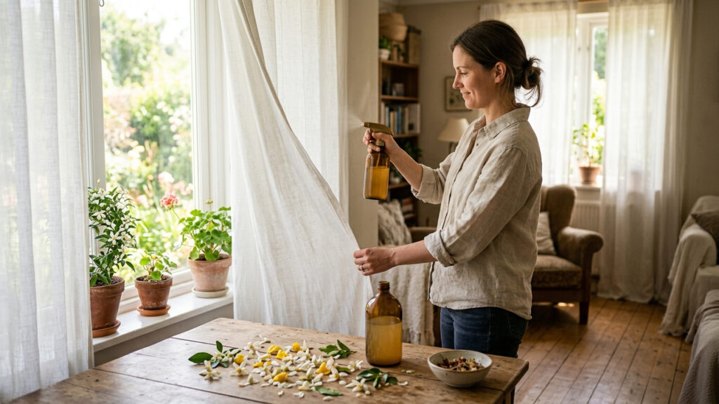 Borrifar água de flor de laranjeira com álcool líquido nas cortinas: o aromatizador caseiro relaxante que perfuma a sala e traz sensação de paz