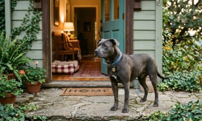 Pit bull de abrigo procura todos os dias uma porta para entrar e finalmente chamar de lar