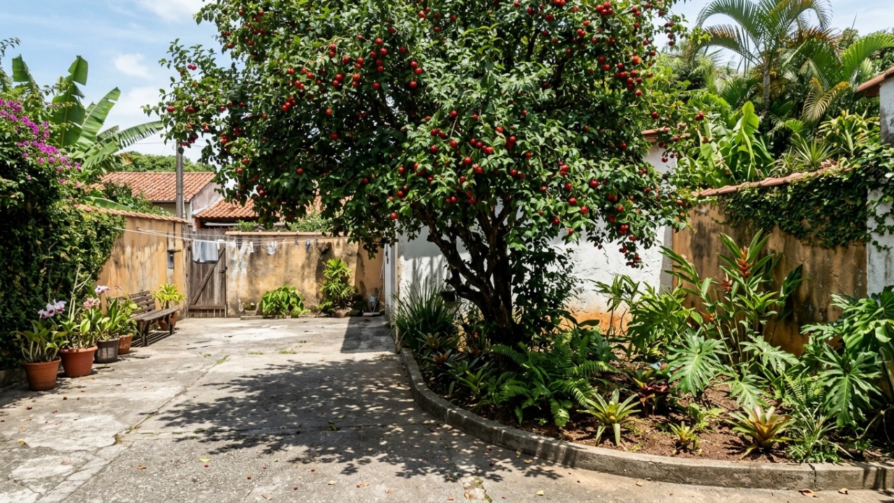 Essa árvore é perfeita para ter no quintal: faz sombra, não costuma danificar o piso e ainda produz frutos saborosos