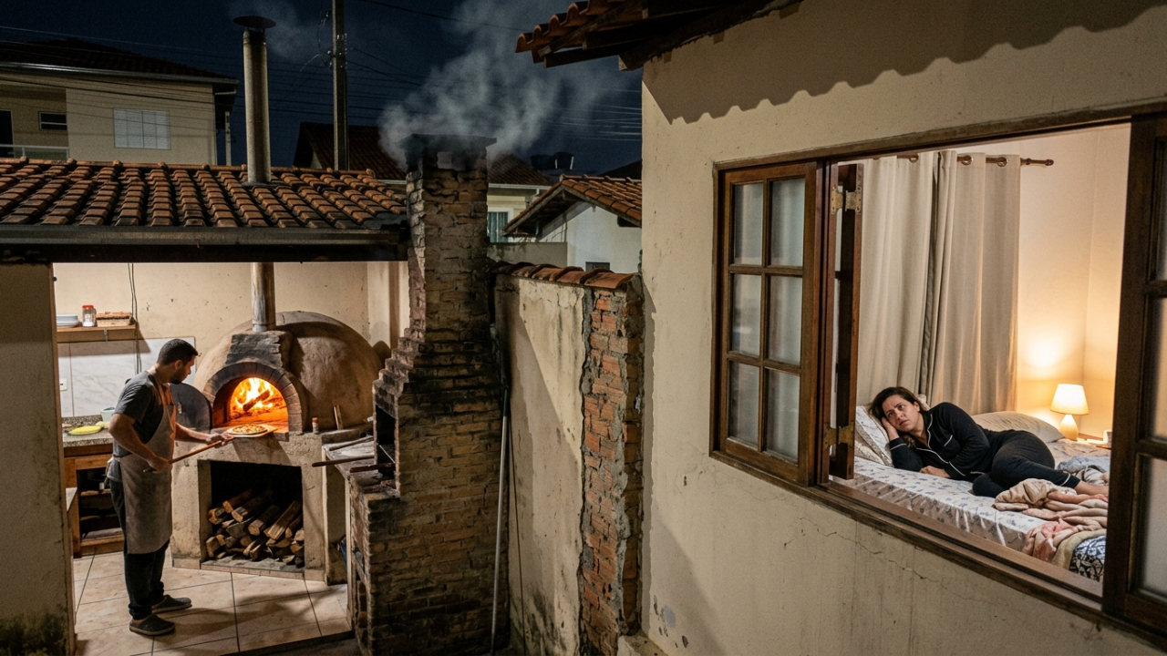 Vizinho instala forno de pizzaria encostado na parede do quarto ao lado, calor e fumaça passam a incomodar todas as noites
