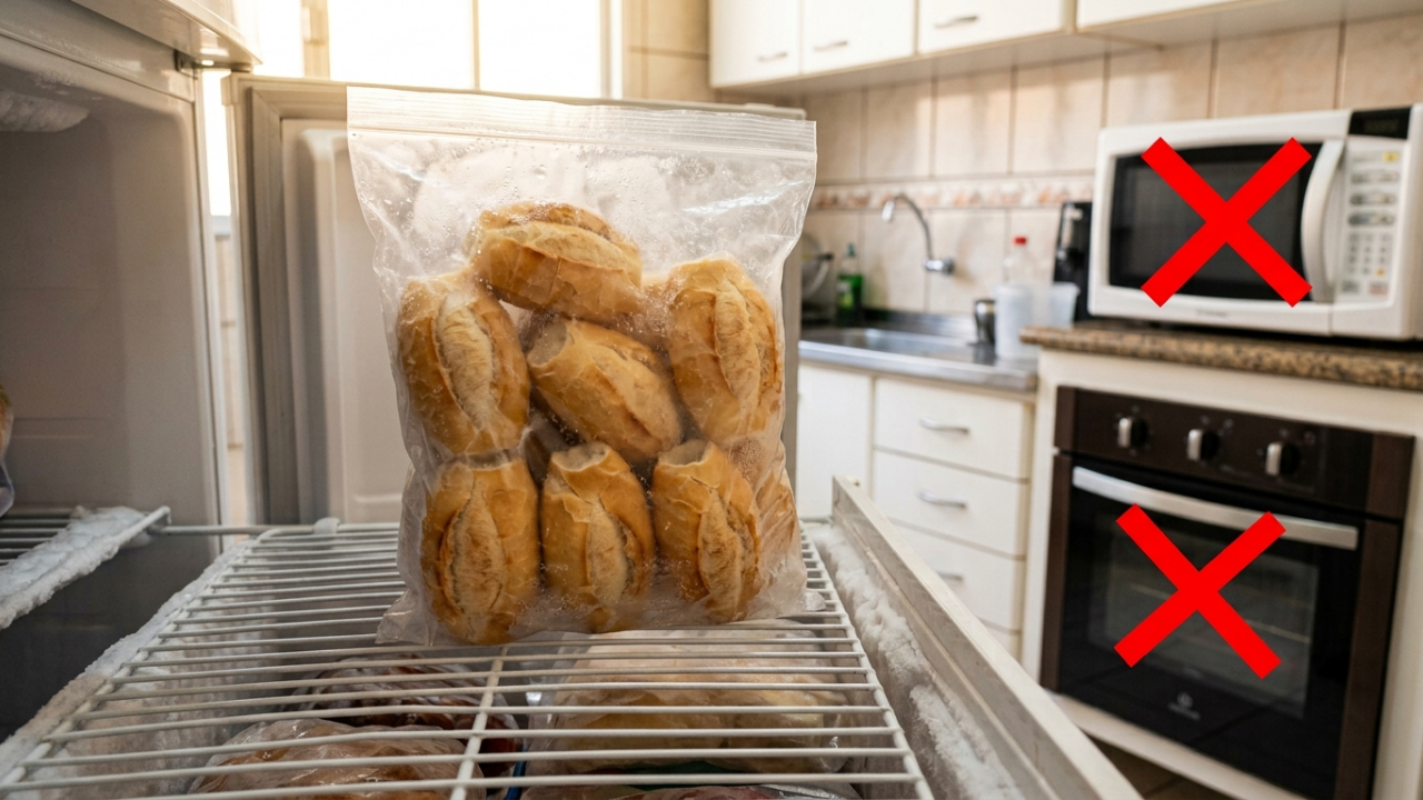 Nem no micro-ondas, nem no forno desligado: o lugar certo para guardar o pão francês e evitar que ele fique duro rapidamente