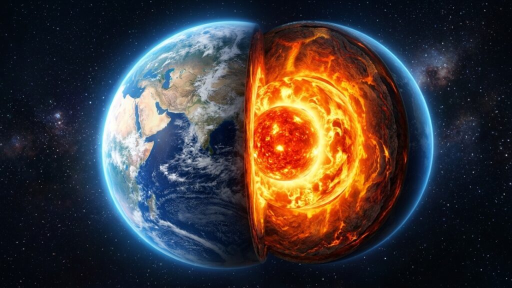 No coração da Terra, uma bola de ferro com 2.400 quilômetros de diâmetro desacelerou e agora gira para trás em relação à superfície