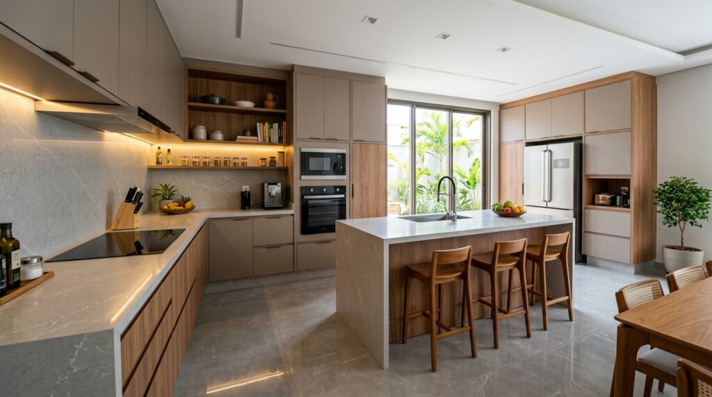 Quanto custa instalar uma cozinha planejada em uma casa de 80 m² e quais gastos aparecem além dos móveis