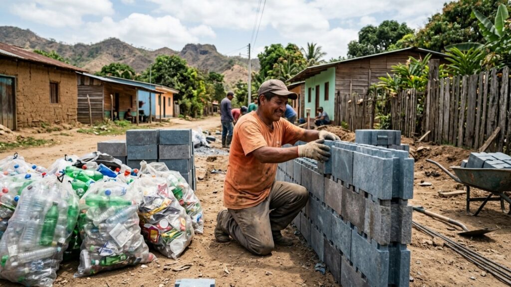 Após passar 9 anos juntando dinheiro para comprar um terreno, mulher encontra uma solução incomum e ergue a própria casa com 7 toneladas de resíduos plásticos reciclados