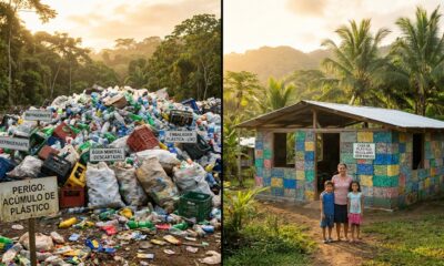 Mãe economizou por 9 anos, comprou um terreno e construiu sua casa com 7 toneladas de plástico reciclado
