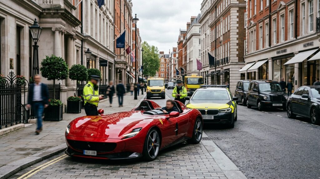 A polícia apreendeu sua Ferrari de £3,7 milhões meia hora depois que ele assumiu o volante