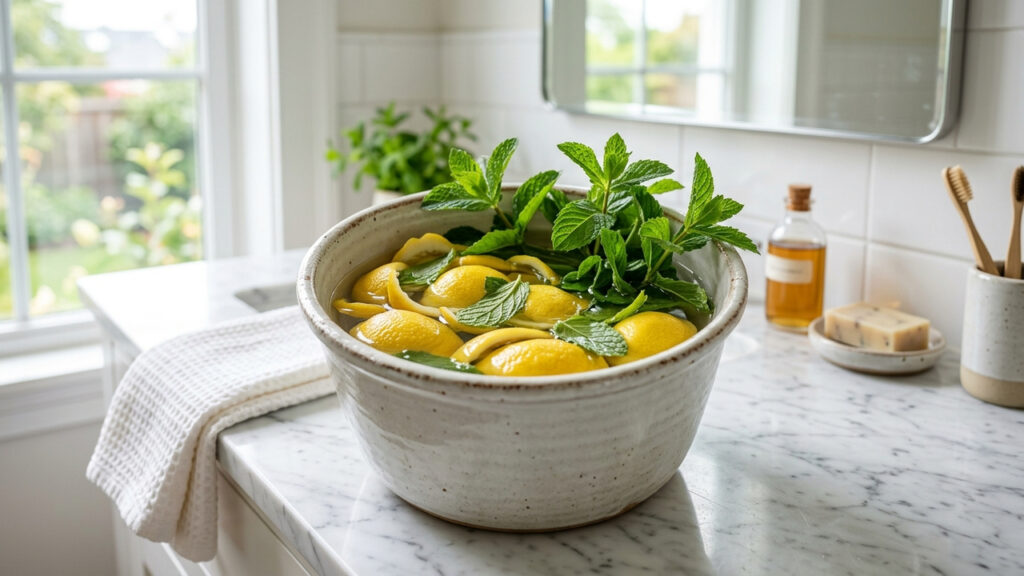 Misturar cascas de limão com sal grosso e folhas de hortelã: para que serve o pote aromático no canto do banheiro que atrai frescor e purifica o ar