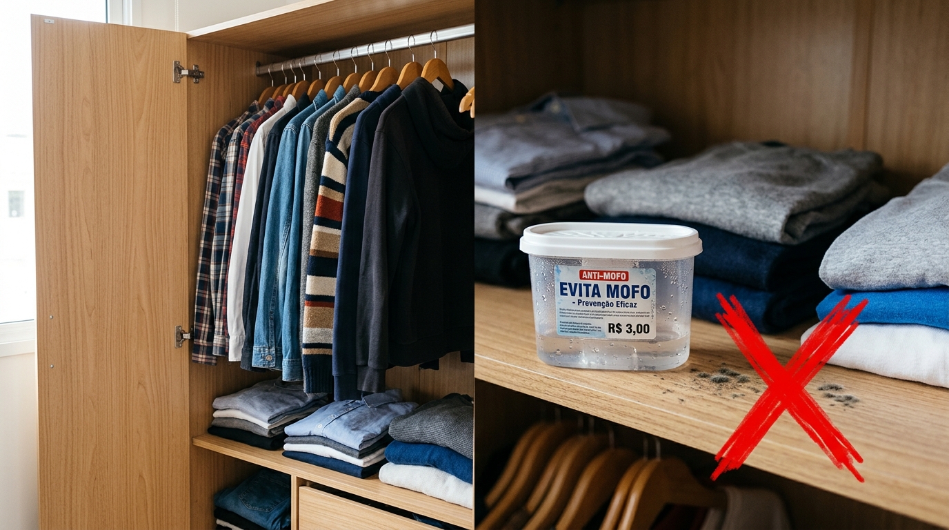 Adeus ao mofo no guarda-roupa: o item de 3 reais que absorve toda a umidade e evita o cheiro de armário fechado