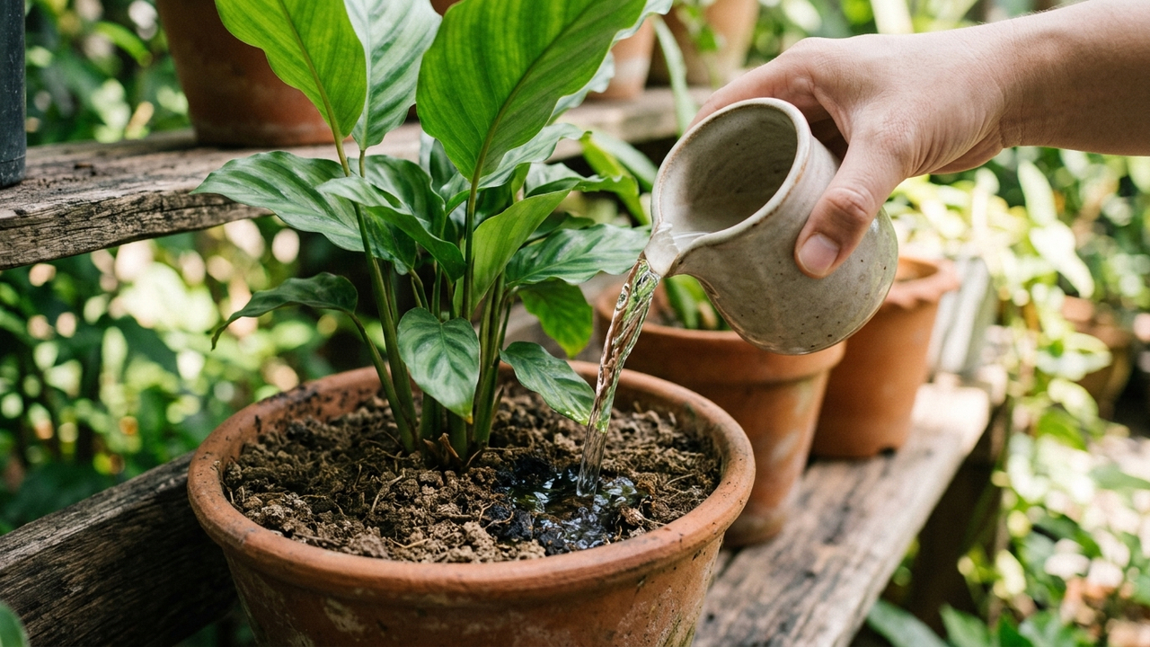 Regar a terra com água de coco natural: o truque rico em eletrólitos e potássio para recuperar folhagens que murcharam após dias de calor extremo