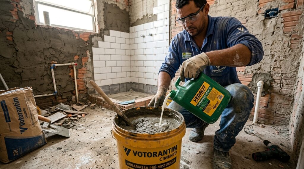 Misturar argamassa com impermeabilizante e água antes de aplicar no piso: quais os benefícios e quando essa técnica pode ser usada na construção