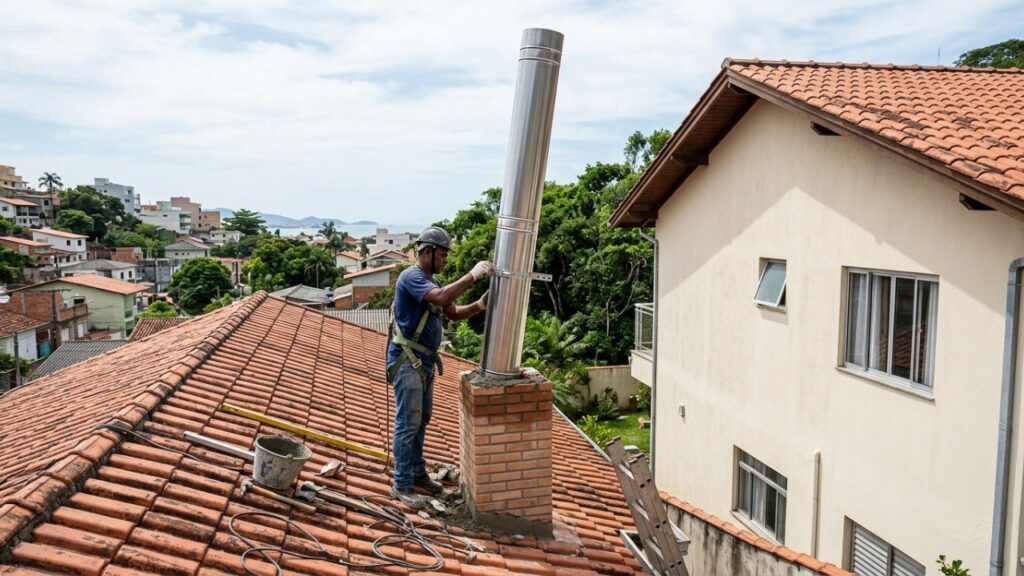 Vizinho constrói churrasqueira com chaminé virada para a área de lazer da casa ao lado e a acende três vezes por semana, e é obrigado a reformar a saída de fumaça por R$ 9 mil após ação por perturbação