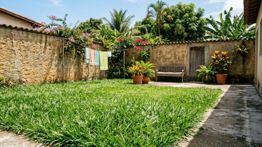 Morador coloca grama no quintal para diminuir a poeira e descobre qual espécie resiste ao sol forte sem exigir corte a cada 15 dias