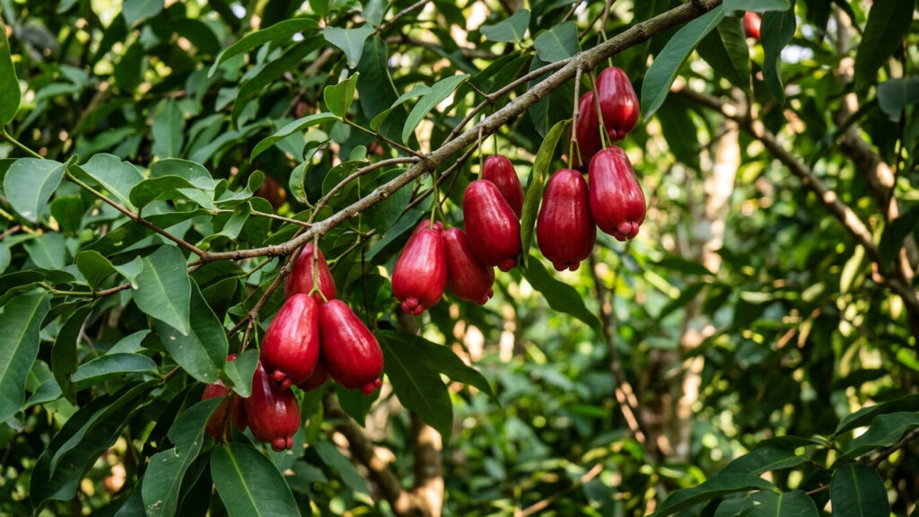 Adeus, maçã: essa fruta de casca vermelha brilhante em formato de sino tem consistência de cera e polpa aquosa extremamente refrescante
